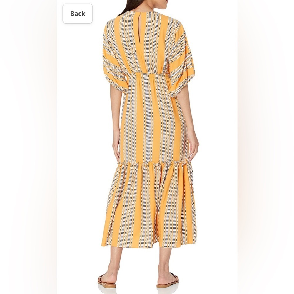 Taylor Yellow and White Puff Sleeve Sundress - Picture 3 of 14
